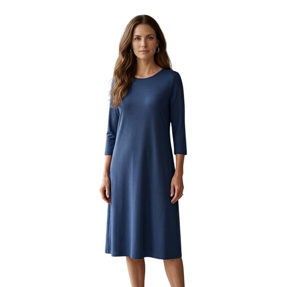 J. JILL Wearever Navy Blue Shift Dress Large Minimalist Capsule Lagenlook $99